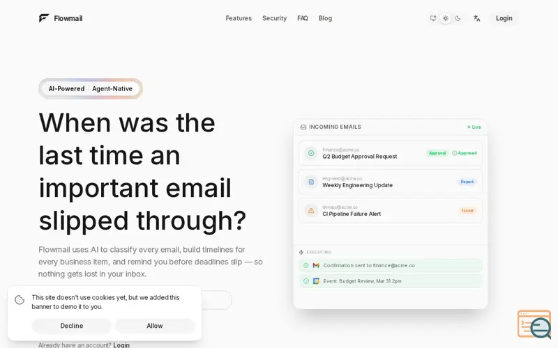 Screenshot of Flowmail