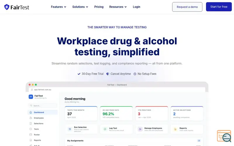 Screenshot of FairTest