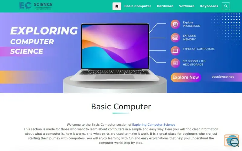 Screenshot of EC Science