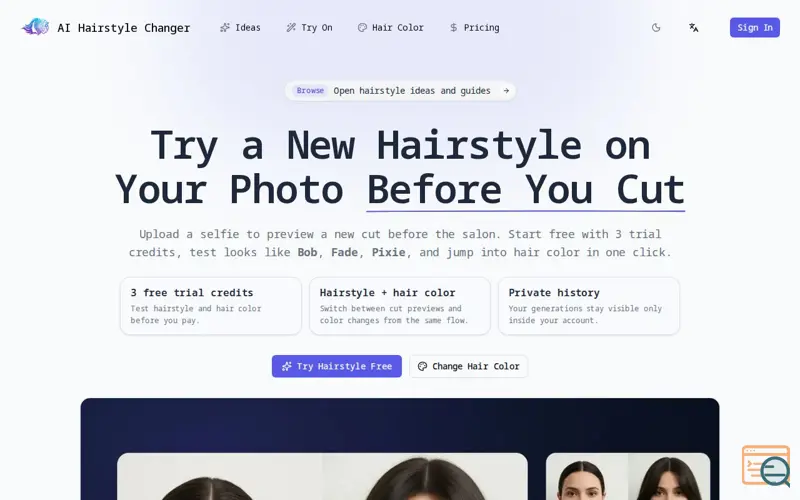 Screenshot of AI Hairstyle Changer