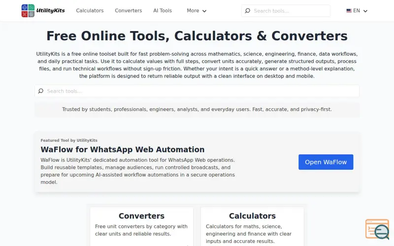 Screenshot of UtilityKits.com