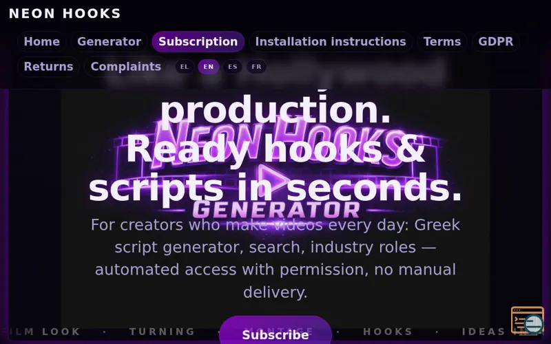 Screenshot of Neon Hooks