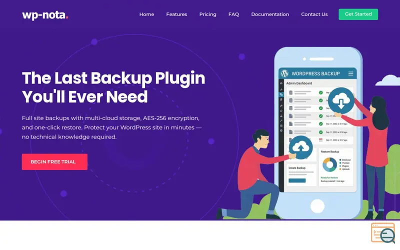Screenshot of WP BACKUP NOTA