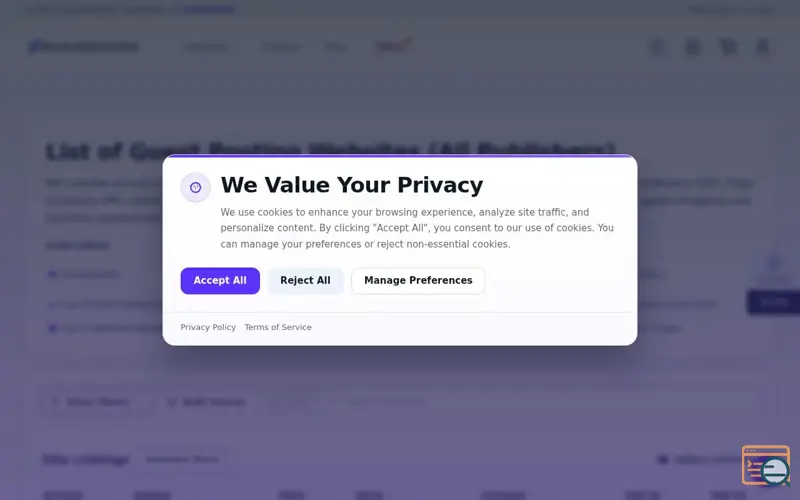 Screenshot of BacklinksFusion