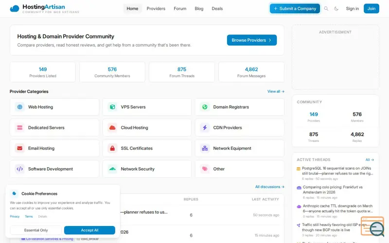 Screenshot of HostingArtisan