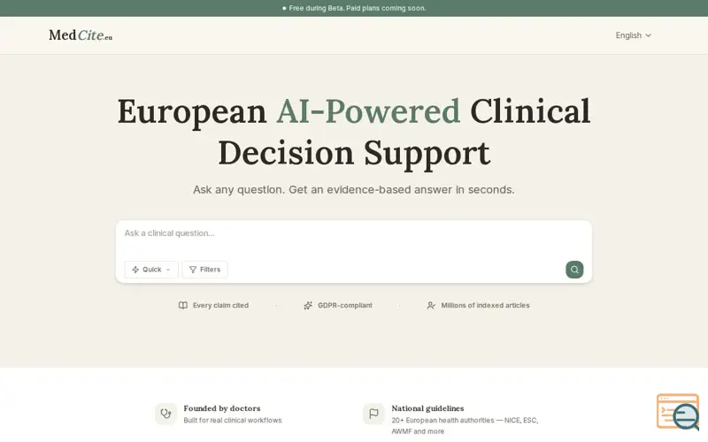 Screenshot of MedCite.eu