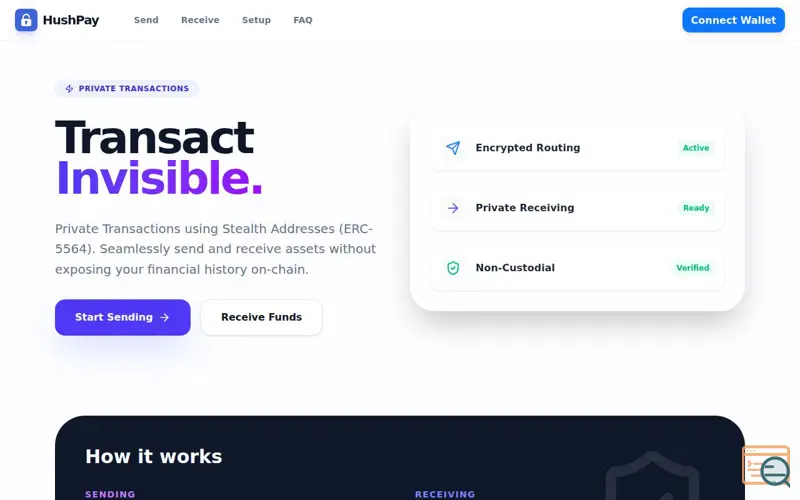 Screenshot of HushPay