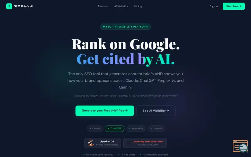 Screenshot of SEO Briefs AI