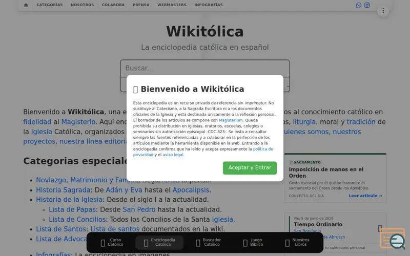 Screenshot of Enciclopedia Wikitólica
