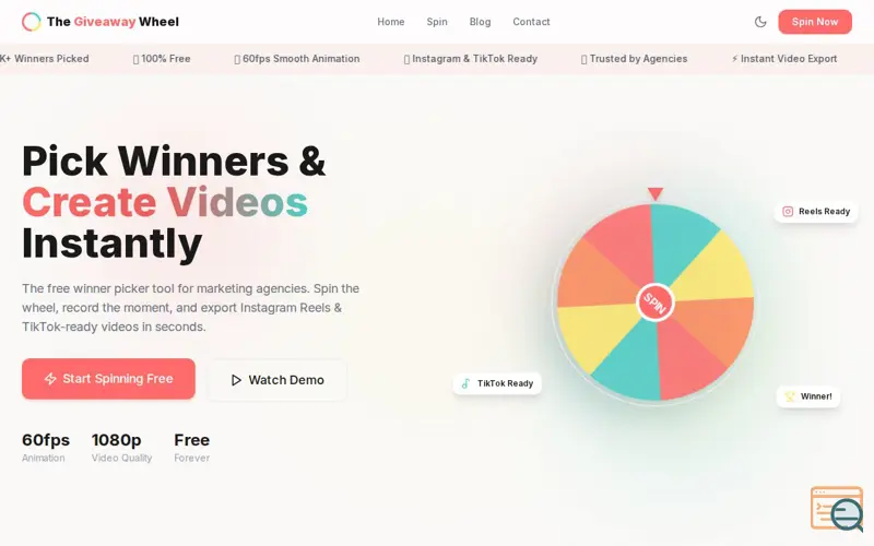 Screenshot of The Giveaway Wheel