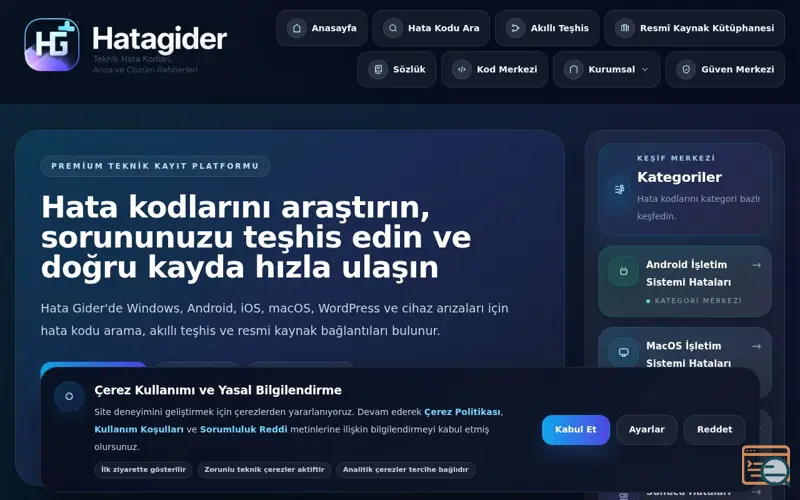 Screenshot of Hata Gider