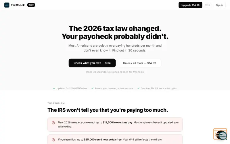 Screenshot of TaxCheck