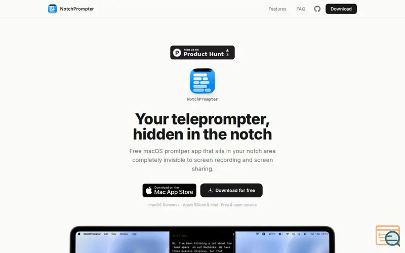 Screenshot of NotchPrompter