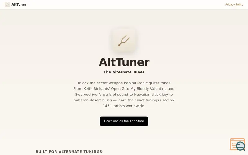Screenshot of AltTuner — Alternate Guitar Tunings