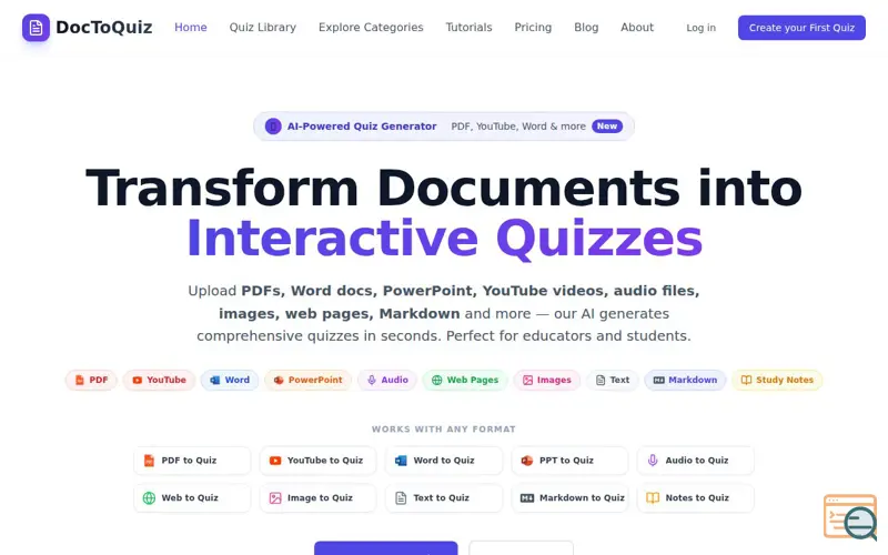 Screenshot of DocToQuiz