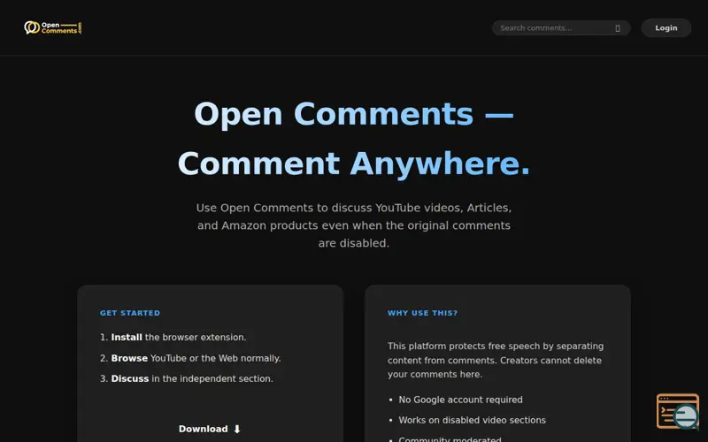 Screenshot of Open Comments — Comment Anywhere 