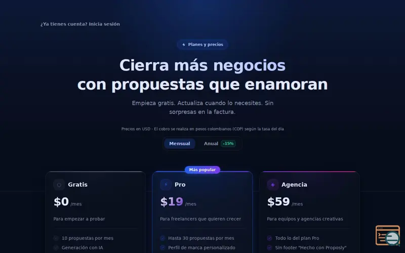 Screenshot of Proposly