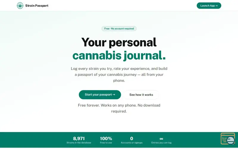 Screenshot of Strain Passport