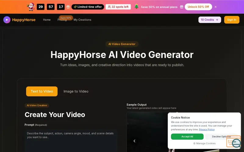 Screenshot of HappyHorse