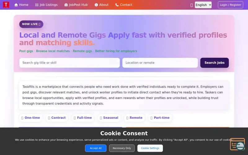 Screenshot of Taskfills