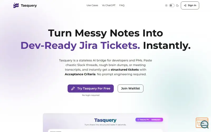 Screenshot of Tasquery