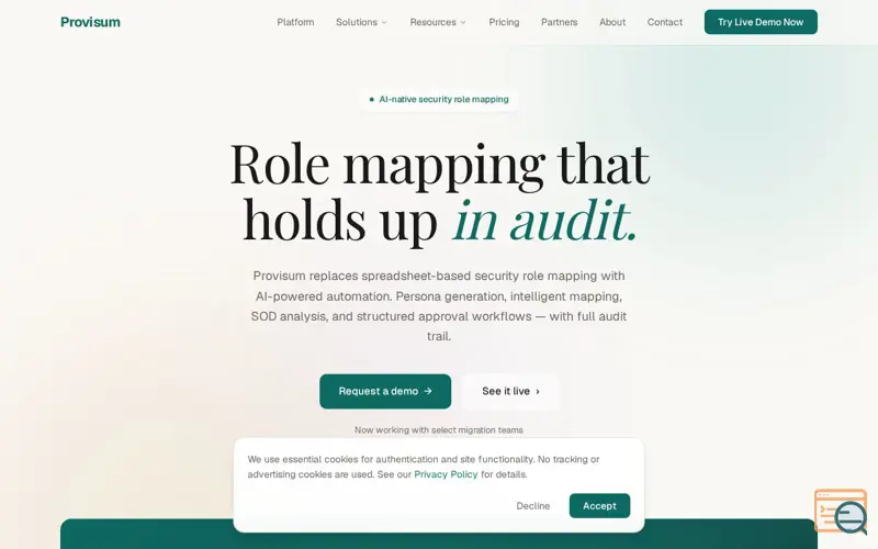 Screenshot of Provisum