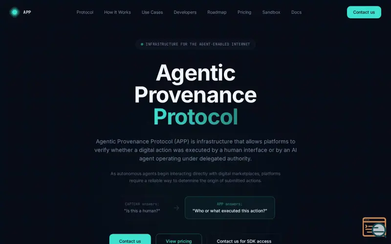 Screenshot of Agentic Provenance Protocol