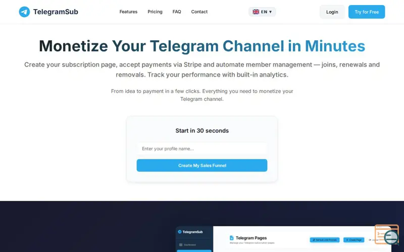 Screenshot of TelegramSub