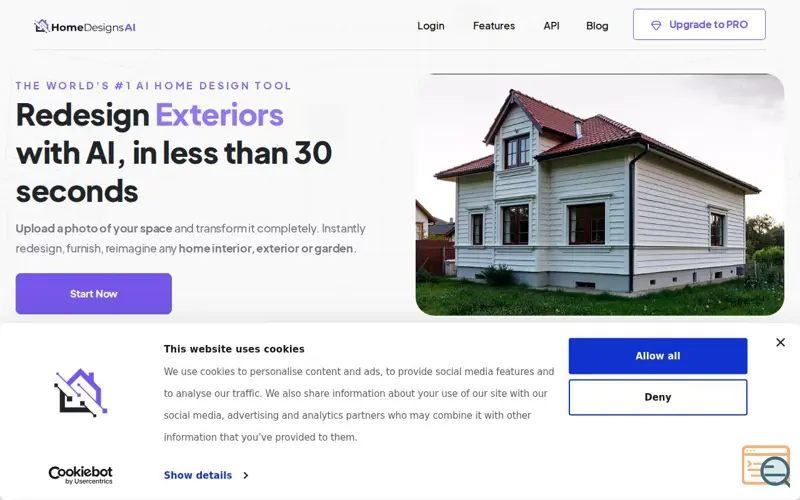 Screenshot of HomeDesignsAI