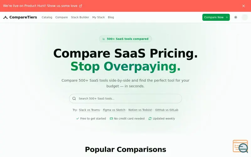 Screenshot of CompareTiers