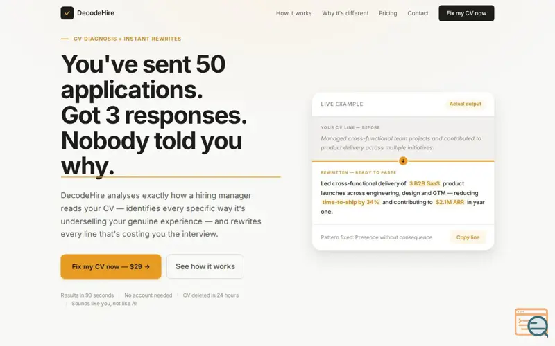 Screenshot of DecodeHire