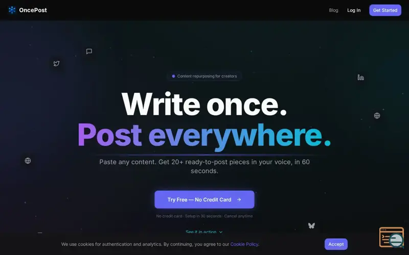 Screenshot of OncePost