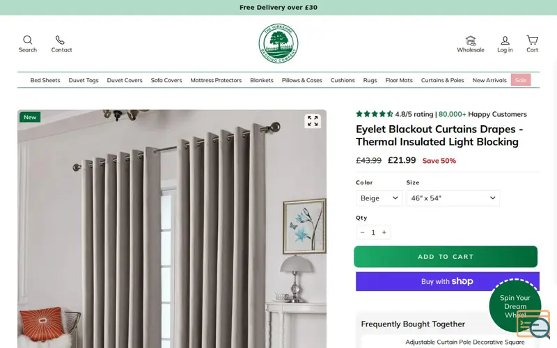 Screenshot of Eyelet Blackout Curtains Drapes