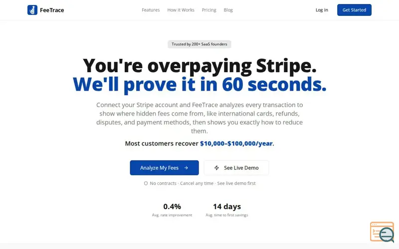 Screenshot of FeeTrace