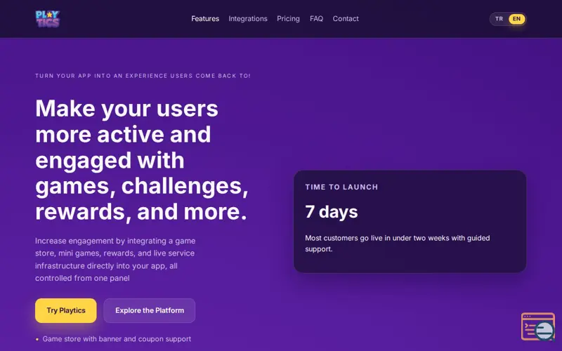 Screenshot of Playtics