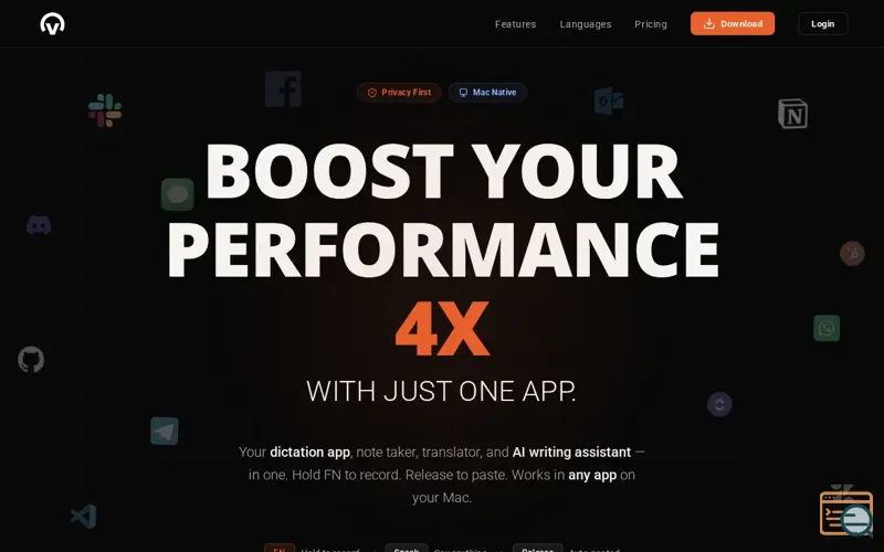 Screenshot of Voicr for Mac