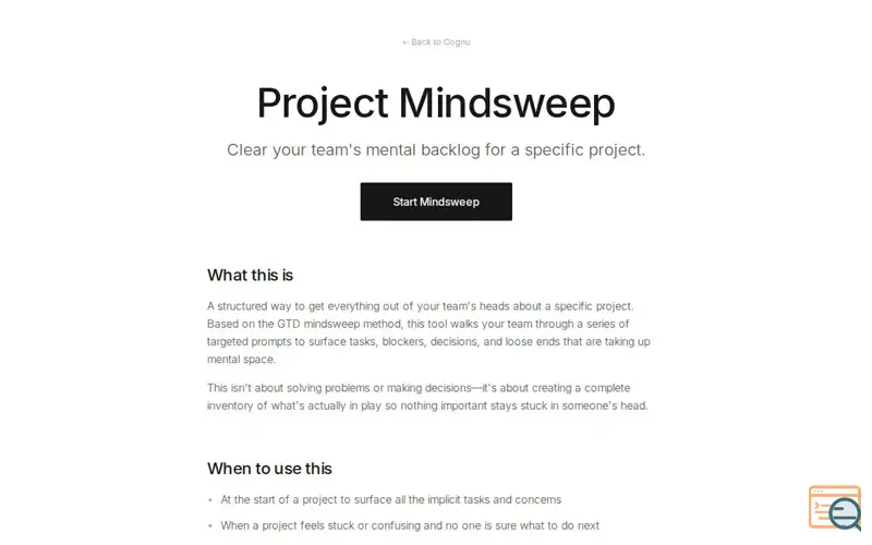 Screenshot of Project Mindsweep