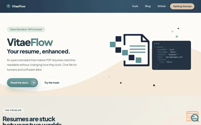 Screenshot of VitaeFlow