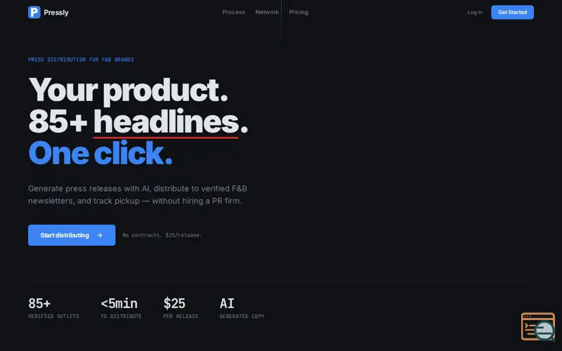 Screenshot of Pressly — CPG Press Release Distribution