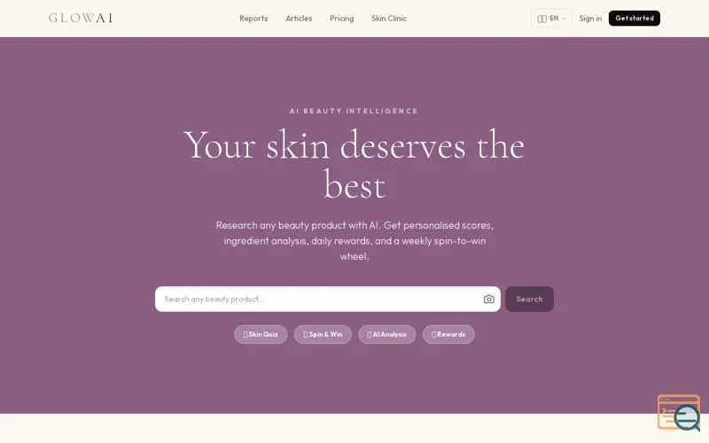 Screenshot of GlowAI