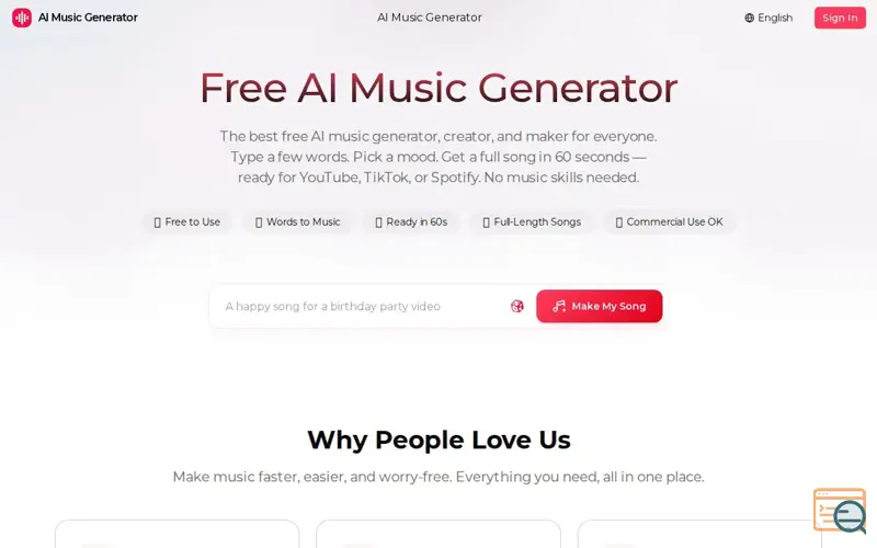 Screenshot of ai-music-generator.io