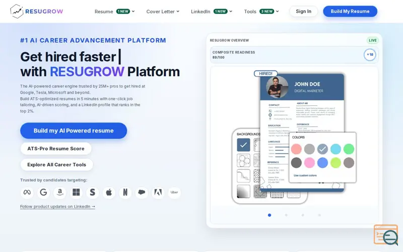 Screenshot of ResuGrow