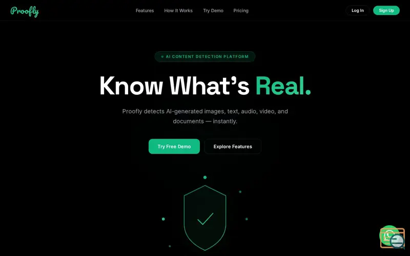 Screenshot of Proofly — AI content authenticity