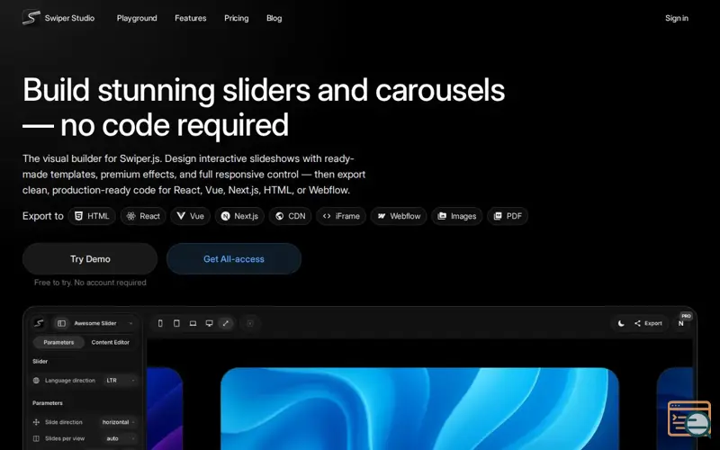 Screenshot of Swiper Studio V2