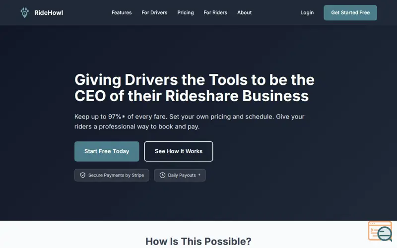 Screenshot of RideHowl