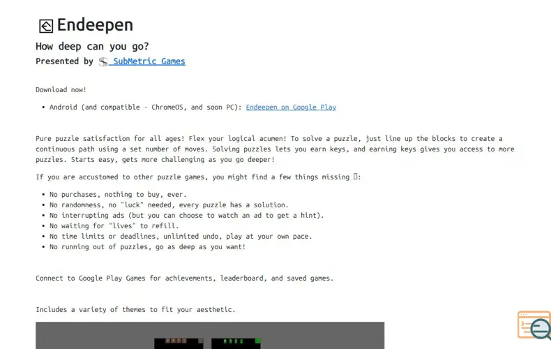 Screenshot of Endeepen