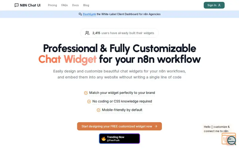 Screenshot of N8N Chat UI
