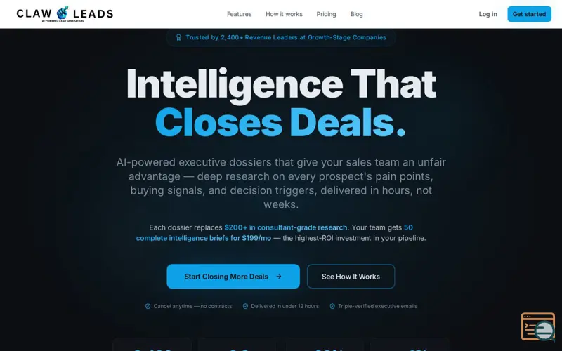 Screenshot of Claw Leads IO