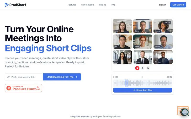 Screenshot of ProdShort