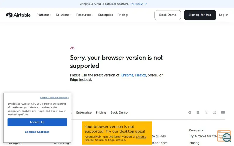 Screenshot of Airtable